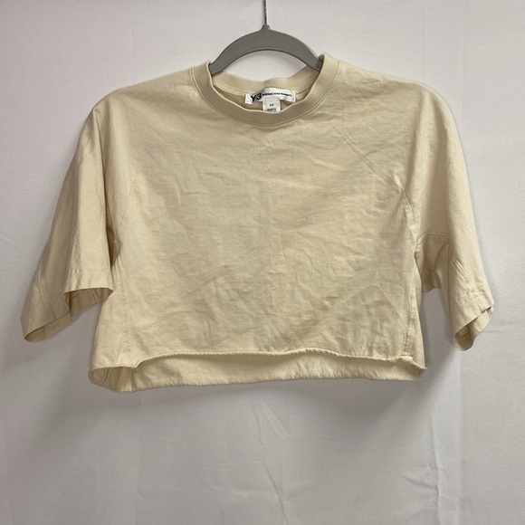 Adidas Y-3 Yohji Yammamoto Cropped Short Sleeve Tee Tan Size Small - Picture 1 of 5